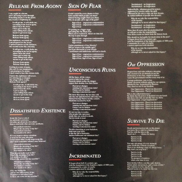 Cover zu Destruction - Release From Agony | 1987 | Vinyl | Rock | Europe