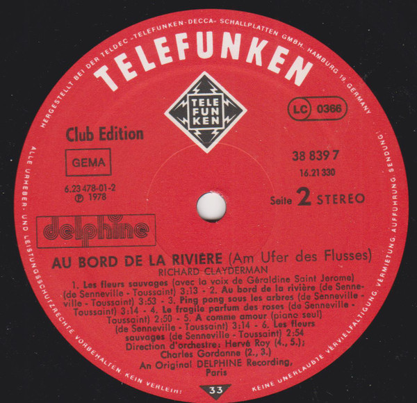 Cover zu Richard Clayderman - Am Ufer Des Flusses (Au Bord De La Rivière) | 1978 | Vinyl | Pop, Classical | Germany Schallplatten Ankauf