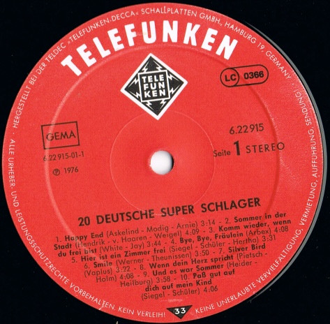 Cover zu Unknown Artist - 20 Deutsche Superschlager | Vinyl | Pop | Germany