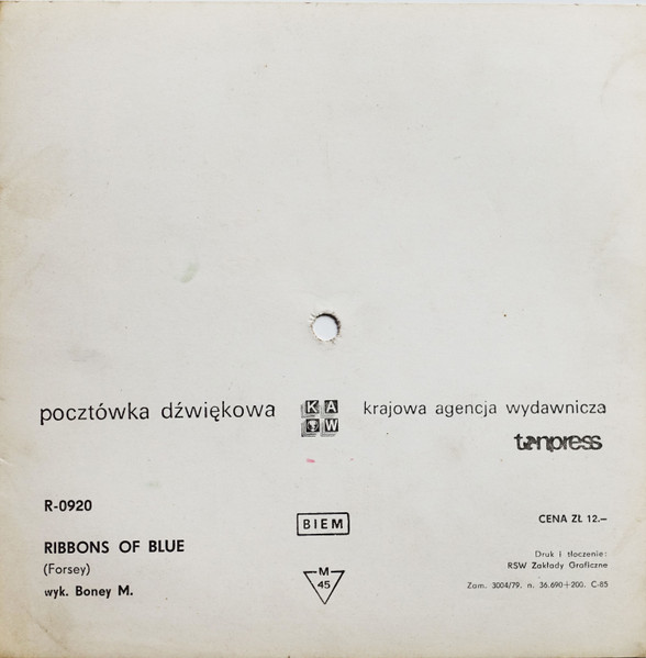 Cover zu Boney M. - Ribbons Of Blue | 1979 | Vinyl | Electronic | Poland Schallplatten Ankauf