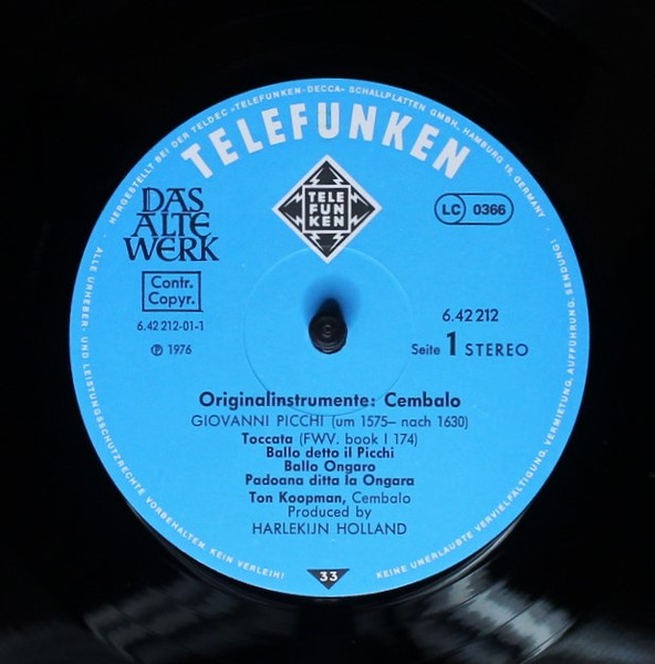 Cover zu Ton Koopman - Cembalo • Harpsichord | 1976 | Vinyl | Classical | Germany