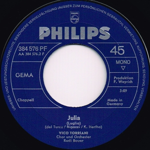 Cover zu Vico Torriani - Azzurro | 1968 | Vinyl | Pop | Germany Schallplatten Ankauf