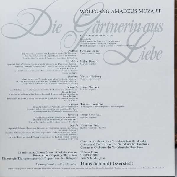 Cover zu Wolfgang Amadeus Mozart - Helen Donath, Jessye Norman, Tatiana Troyanos, Werner Hollweg, Hermann Prey, Gerhard Unger, Ileana Cotrubas, NDR Chor Und NDR Sinfonieorchester, Hans Schmidt-Issers