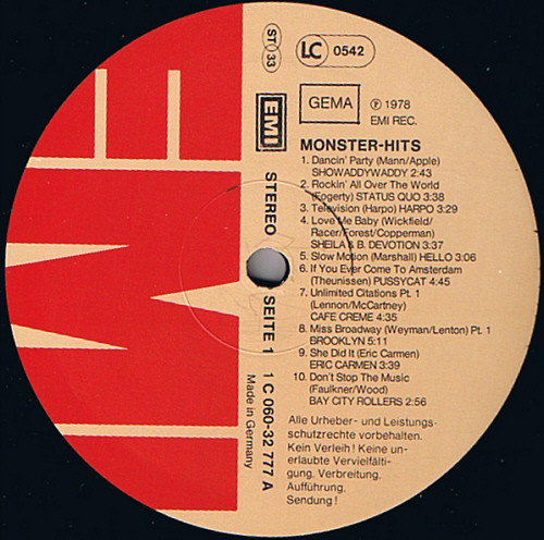 Cover zu Various - 20 Monster-Hits | 1978 | Vinyl | Electronic, Rock, Funk / Soul | Germany