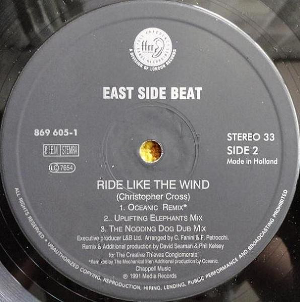 Cover zu East Side Beat - Ride Like The Wind | 1991 | Vinyl | Electronic | Netherlands