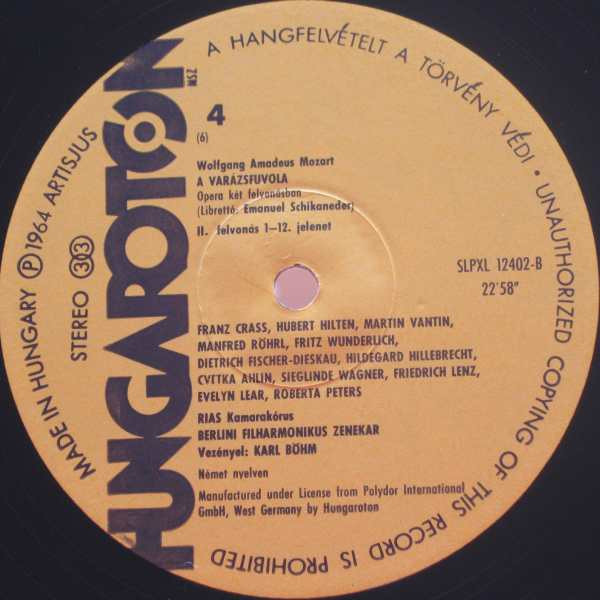 Cover zu Wolfgang Amadeus Mozart / Karl Böhm - A Varázsfuvola | 1981 | Vinyl | Classical | Hungary