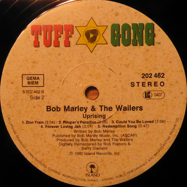 Cover zu Bob Marley & The Wailers - Uprising | Vinyl, LP, Album, Reissue, Remastered | Reggae | Germany