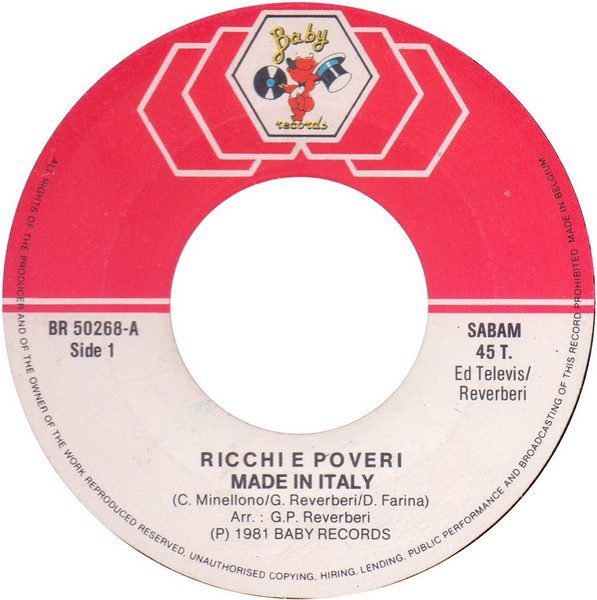 Cover zu Ricchi E Poveri - Made In Italy / Questa Sera | 1981 | Vinyl | Electronic | Belgium Schallplatten Ankauf