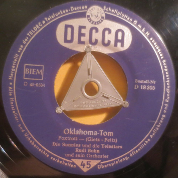 Cover zu Die Sunnies Und Die Telestars, Rudi Bohn Und Sein Orchester - Thomas Rock Aus Alabama / Oklahoma-Tom | 1956 | Vinyl | Jazz, Pop | Germany Schallplatten Ankauf