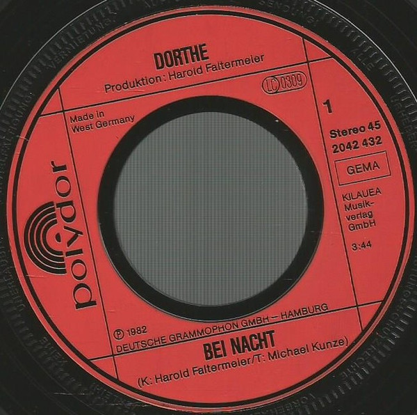 Cover zu Dorthe Kollo - Bei Nacht / Gemeinsam Sind Wir Stärker | 1982 | Vinyl | Pop | Germany