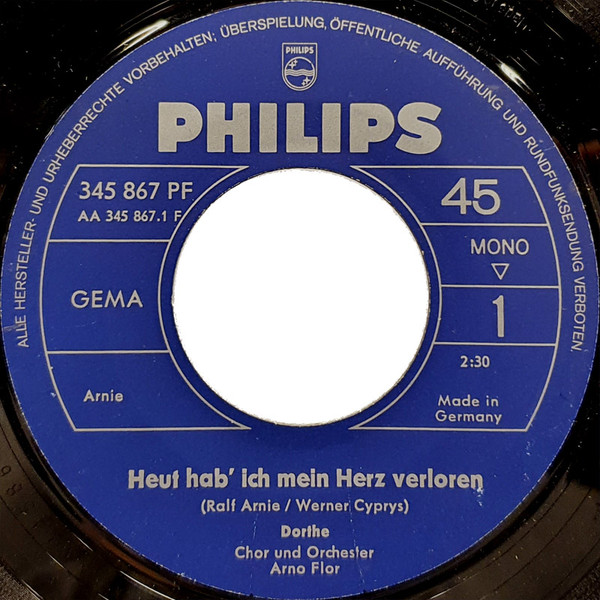 Cover zu Dorthe Kollo - Heut Hab Ich Mein Herz Verloren / Sowas Kann Man Nicht Vergessen | 1966 | Vinyl | Pop | Germany Schallplatten Ankauf