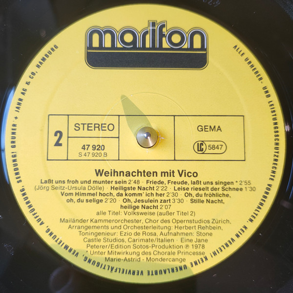 Cover zu Vico Torriani - Weihnachten Mit Vico | 1978 | Vinyl | Pop, Folk, World, & Country | Germany
