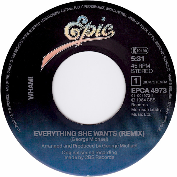 Cover zu Wham! - Everything She Wants (Remix) | 1984 | Vinyl | Electronic, Pop | Europe Schallplatten Ankauf