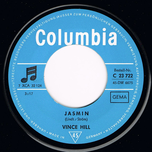 Cover zu Vince Hill - Jasmin / Lass' Alles Stehn Und Liegen | 1968 | Vinyl | Pop | Germany Schallplatten Ankauf
