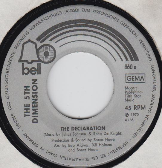 Cover zu The Fifth Dimension - The Declaration | 1970 | Vinyl | Funk / Soul | Germany Schallplatten Ankauf