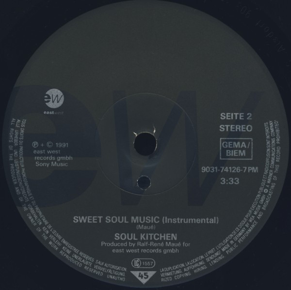 Cover zu Soul Kitchen Featuring London Boys - Sweet Soul Music | 1991 | Vinyl | Electronic, Funk / Soul | Germany