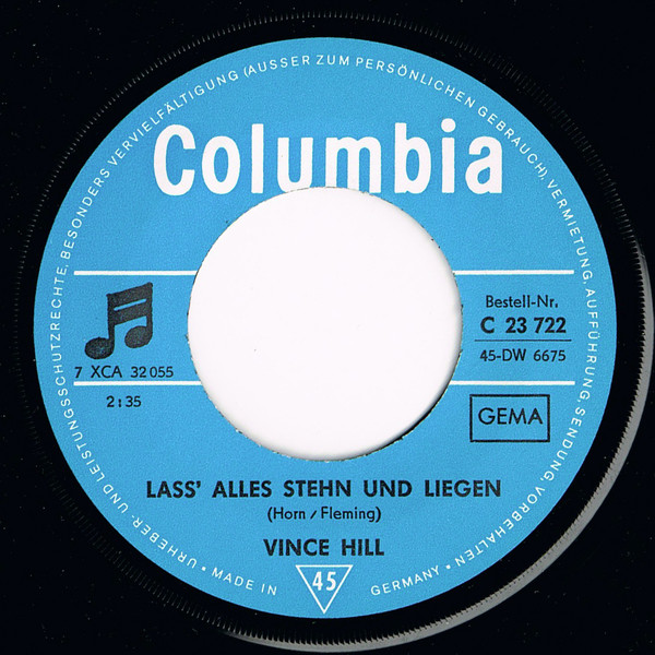 Cover zu Vince Hill - Jasmin / Lass' Alles Stehn Und Liegen | 1968 | Vinyl | Pop | Germany