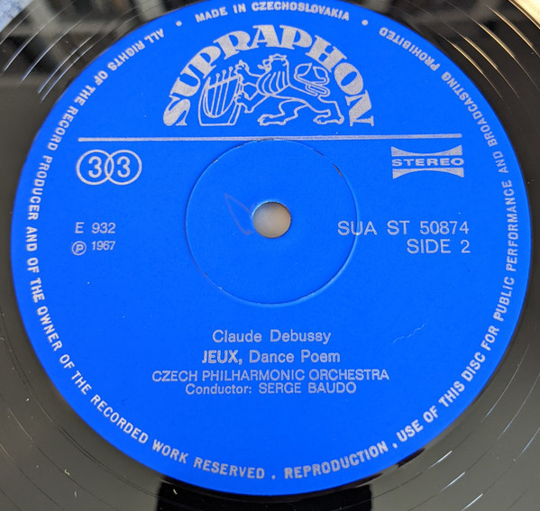 Cover zu Claude Debussy, The Czech Philharmonic Orchestra, Serge Baudo - Prelude Á L’Aprés-midi D’Un Faune / 1st Rhapsody For Clarinet /