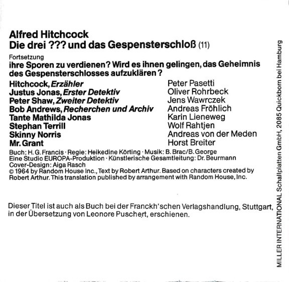Cover zu Robert Arthur - Die Drei ??? 11 - Und Das Gespensterschloß | Vinyl | Non-Music, Children's | Germany Schallplatten Ankauf