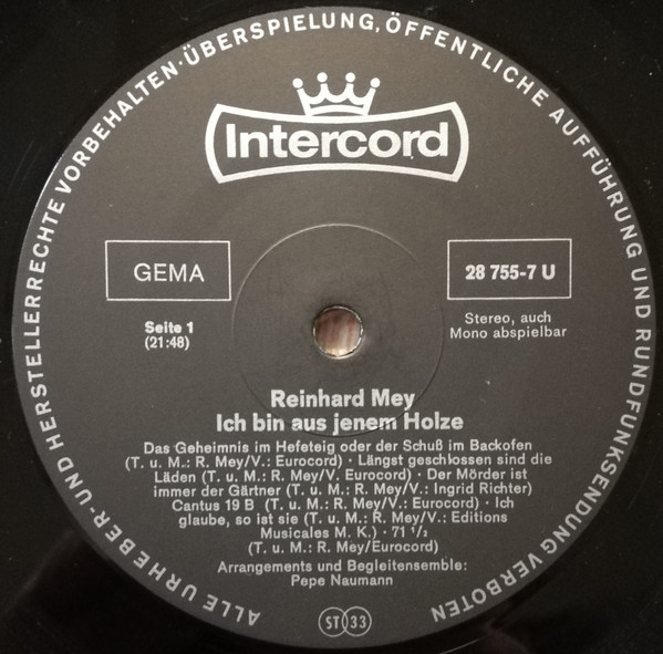 Cover zu Reinhard Mey - Ich Bin Aus Jenem Holze | Vinyl | Pop, Folk, World, & Country | Germany Schallplatten Ankauf