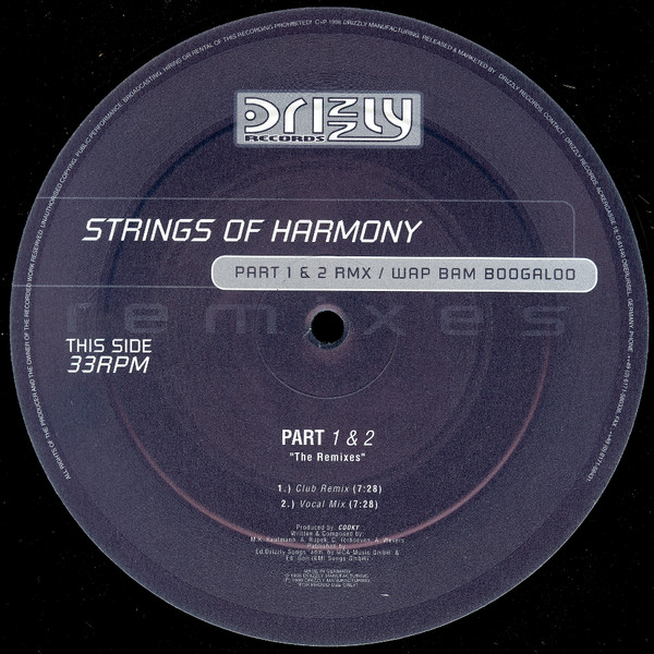Cover zu Strings Of Harmony - Part 1 & 2 (Remixes) / Wap Bam Boogaloo | 1998 | Vinyl | Electronic | Germany Schallplatten Ankauf
