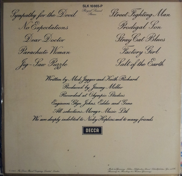 Cover zu The Rolling Stones - Beggars Banquet | 1970 | Vinyl | Rock | Germany Schallplatten Ankauf