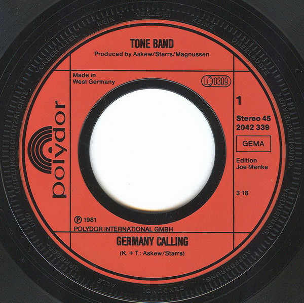 Cover zu Tone Band - Germany Calling / Calculator | 1981 | Vinyl | Electronic | Germany Schallplatten Ankauf