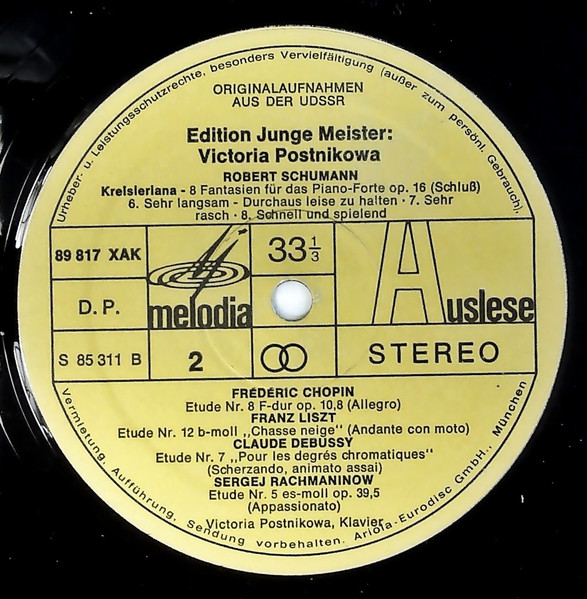 Cover zu Victoria Postnikova - Victoria Postnikowa spielt Klavierwerke | 1970 | Vinyl | Classical | Germany Schallplatten Ankauf
