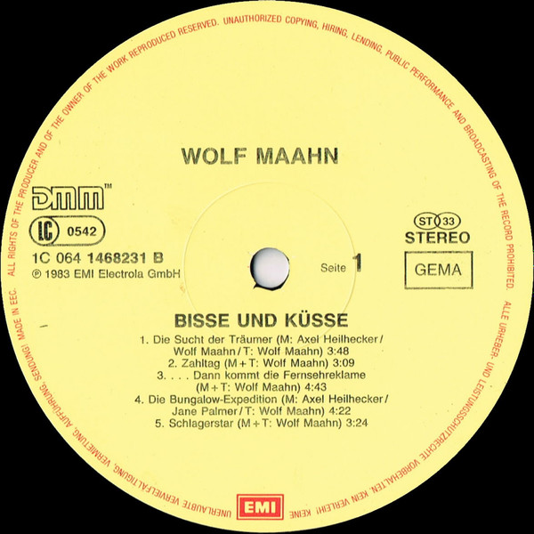 Cover zu Wolf Maahn & Die Deserteure - Bisse Und Küsse | 1983 | Vinyl | Rock, Pop | Germany Schallplatten Ankauf