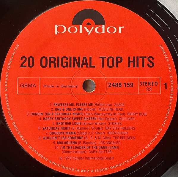 Cover zu Various - 20 Original Top Hits | 1973 | Vinyl | Rock, Pop | Germany Schallplatten Ankauf