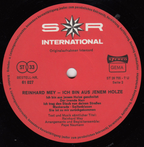 Cover zu Reinhard Mey - Ich Bin Aus Jenem Holze | 1971 | Vinyl | Pop, Folk, World, & Country | Germany