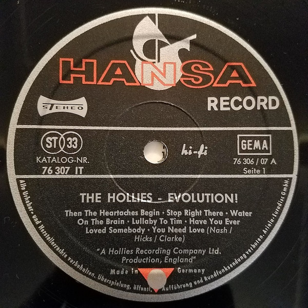Cover zu The Hollies - Evolution | 1967 | Vinyl | Rock, Pop | Germany