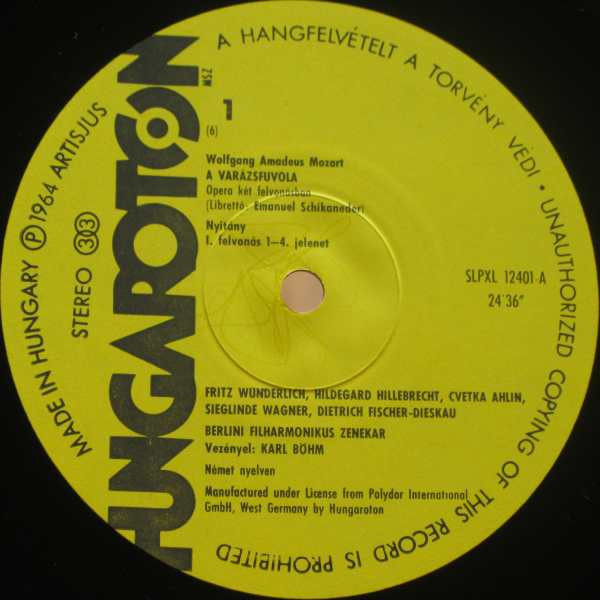 Cover zu Wolfgang Amadeus Mozart / Karl Böhm - A Varázsfuvola | 1981 | Vinyl | Classical | Hungary