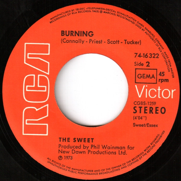 Cover zu The Sweet - Hell Raiser / Burning | 1973 | Vinyl | Rock | Germany