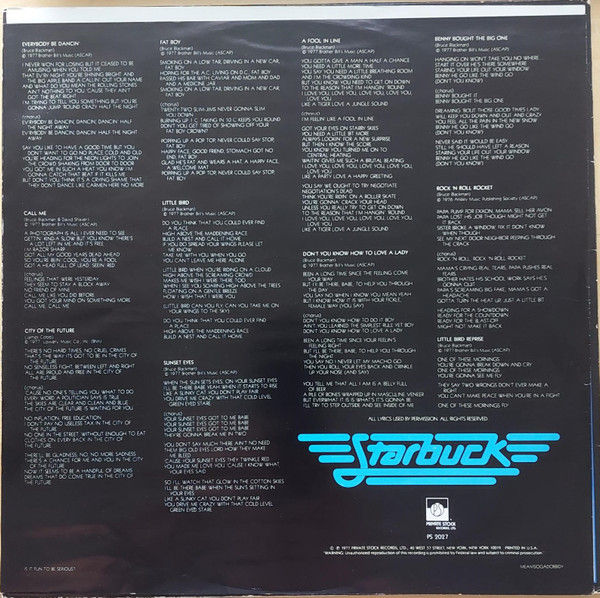 Cover zu Starbuck (2) - Rock 'N Roll Rocket | 1977 | Vinyl, LP, Album, Stereo | Rock, Pop | US