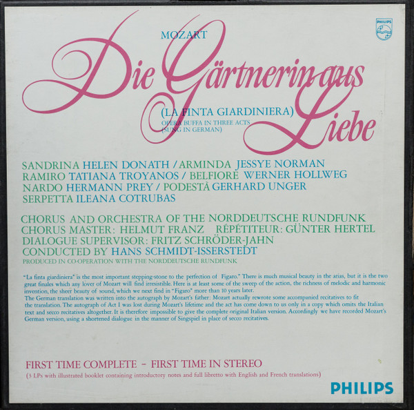 Cover zu Wolfgang Amadeus Mozart - Helen Donath, Jessye Norman, Tatiana Troyanos, Werner Hollweg, Hermann Prey, Gerhard Unger, Ileana Cotrubas, NDR Chor Und NDR Sinfonieorchester, Hans Schmidt-Issers Schallplatten Ankauf