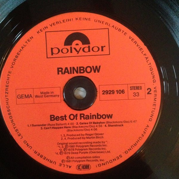 Cover zu Rainbow - The Best Of Rainbow | 1981 | Vinyl | Rock | Germany