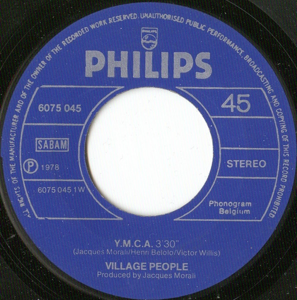 Cover zu Village People - Y.M.C.A. | 1978 | Vinyl | Electronic | Belgium Schallplatten Ankauf