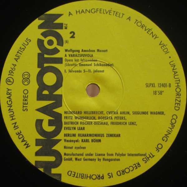 Cover zu Wolfgang Amadeus Mozart / Karl Böhm - A Varázsfuvola | 1981 | Vinyl | Classical | Hungary