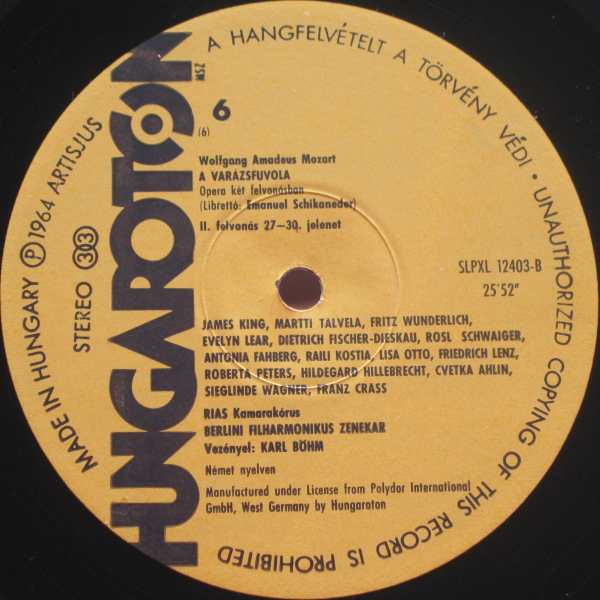 Cover zu Wolfgang Amadeus Mozart / Karl Böhm - A Varázsfuvola | 1981 | Vinyl | Classical | Hungary