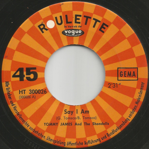 Cover zu Tommy James & The Shondells - Say I Am | 1966 | Vinyl | Rock, Pop | Germany Schallplatten Ankauf