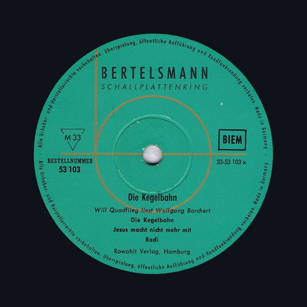 Cover zu Will Quadflieg Liest Wolfgang Borchert - Die Kegelbahn | Vinyl | Non-Music | Germany Schallplatten Ankauf