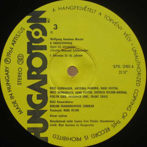 Cover zu Wolfgang Amadeus Mozart / Karl Böhm - A Varázsfuvola | 1981 | Vinyl | Classical | Hungary