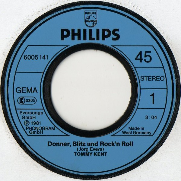 Cover zu Tommy Kent - Donner, Blitz Und Rock'n'Roll | 1981 | Vinyl | Rock, Pop | Germany Schallplatten Ankauf