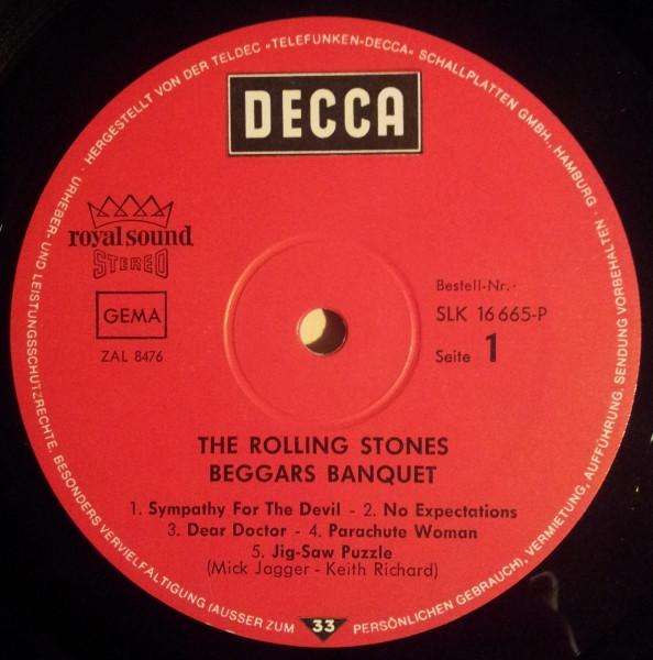 Cover zu The Rolling Stones - Beggars Banquet | 1970 | Vinyl | Rock | Germany