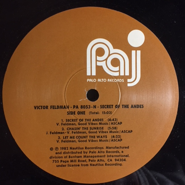 Cover zu Victor Feldman - Secret Of The Andes | 1983 | Vinyl | Jazz, Latin | US Schallplatten Ankauf