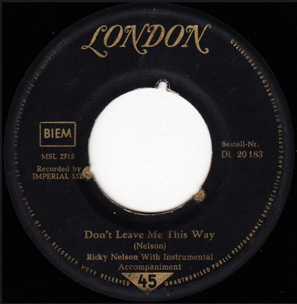 Cover zu Ricky Nelson (2) - Poor Little Fool / Don't Leave Me This Way | 1958 | Vinyl | Rock | Germany Schallplatten Ankauf