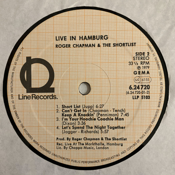 Cover zu Roger Chapman And The Shortlist - Live In Hamburg | 1982 | Vinyl | Rock | Germany Schallplatten Ankauf