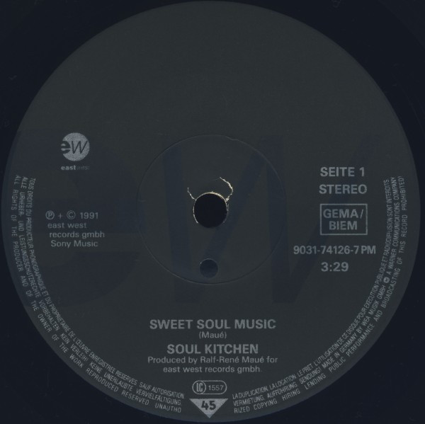 Cover zu Soul Kitchen Featuring London Boys - Sweet Soul Music | 1991 | Vinyl | Electronic, Funk / Soul | Germany Schallplatten Ankauf