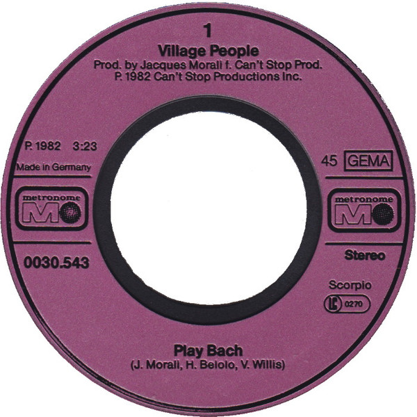 Cover zu Village People - Play Bach | 1982 | Vinyl | Funk / Soul | Germany